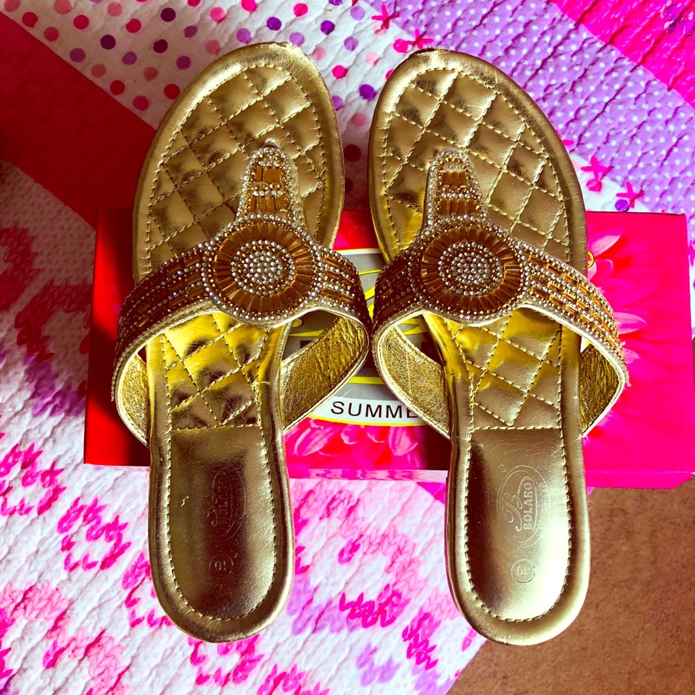 Goldstunning gem dazzled sandals